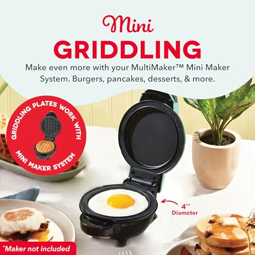 Dash Mini Griddle Plates for Pancakes & Eggs - Nonstick, 2-Pack, Interchangeable for MultiMaker Mini System