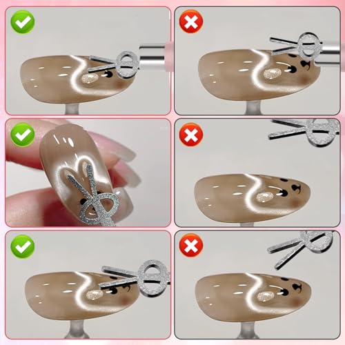 Cat Eye Nail Magnet Kit 4Pcs 3-in-1 Tool with Dual-Ended Pen & Guides