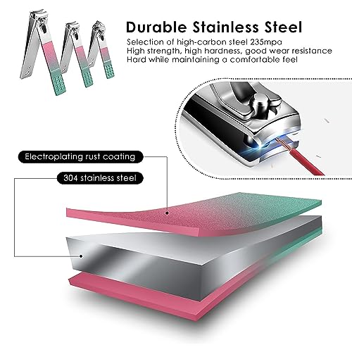 WOAMA 10-Piece Manicure Set Stainless Steel Travel Nail Kit Rainbow