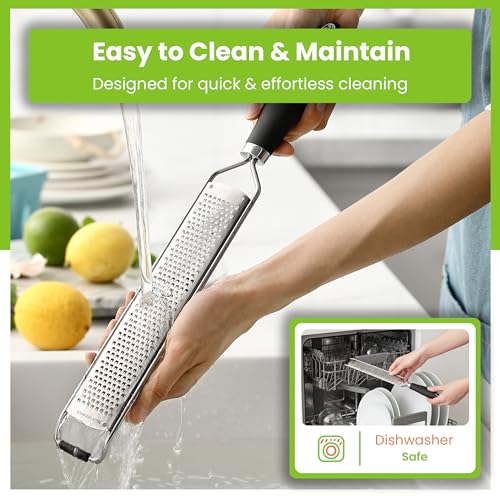 Spring Chef Black Stainless Steel Lemon Zester & Garlic Grater - Kitchen Tool