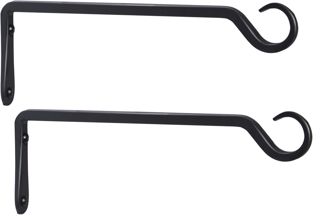 AILIN YELOKIE Premium Forged Wall Hooks - Sturdy Plant Brackets for Indoor/Outdoor Use | 12-Inch Black, 2-Pack