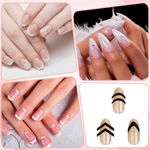 Heclia 30 Sheets French Tip Nail Guides Self-Adhesive Black Stickers