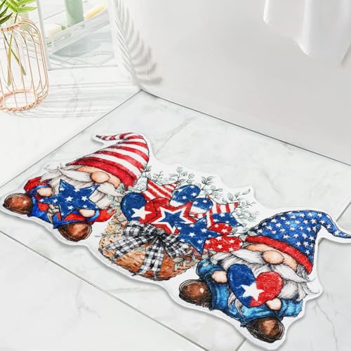 4th of July Gnome Bathroom Rug - Non-Slip Patriotic Bath Mat