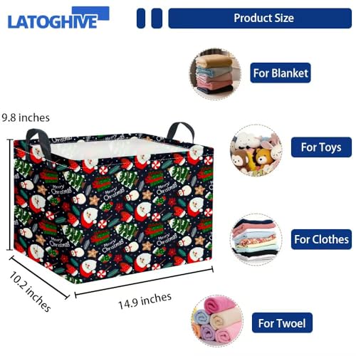 Collapsible Christmas Storage Basket Waterproof Rectangular Bin Blue
