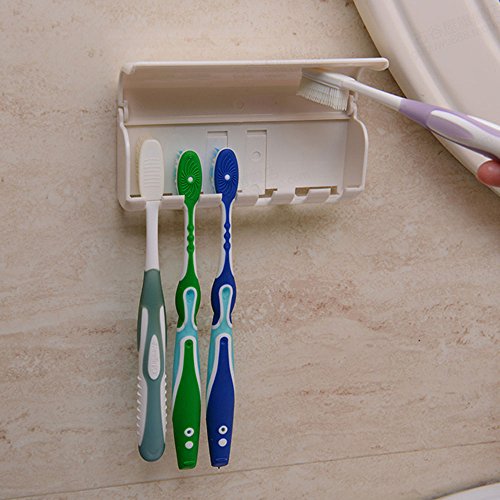 Eslite Toothbrush Holder with Cover - Wall Mount, Ivory White