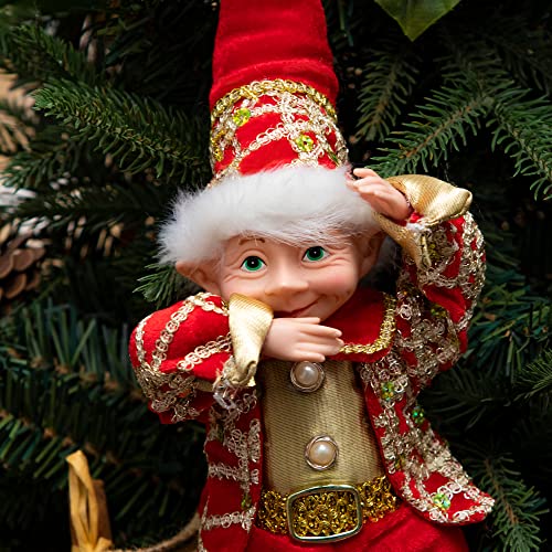 Handmade Bendable Elf Ornament - 12.5 Inch Christmas Tree Decoration, Festive Holiday Decor