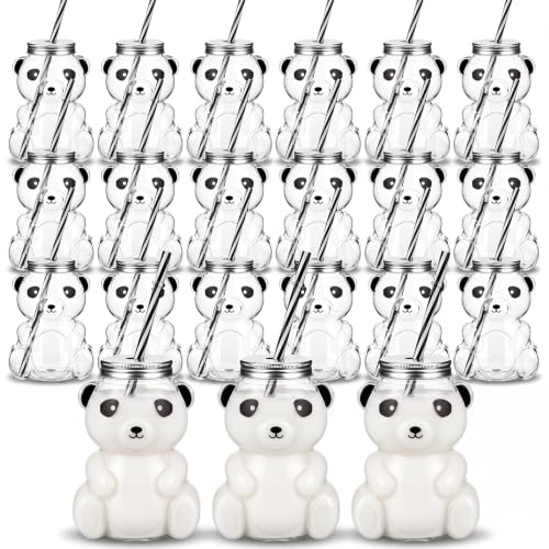 Kids Panda Drink Bottles with Straw - Christmas 20 Pack
