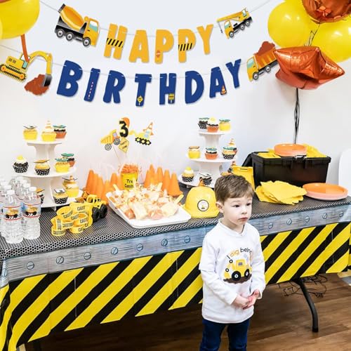 Construction Birthday Banner - Pre-Strung Excavator Design