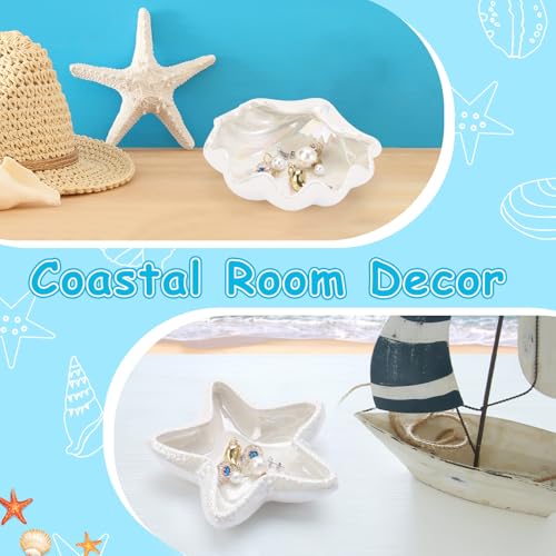 Coastal Ceramic Jewelry Dish Tray - Starfish Ring Holder