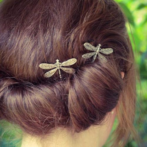 Zhuluck Vintage Dragonfly Hair Clip Antique Metal Hair Pin for Women