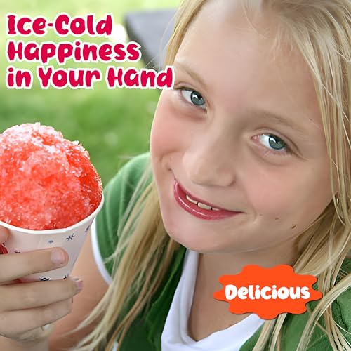 6 oz Leakproof Paper Snow Cone Cups - 100 Count for Shaved Ice