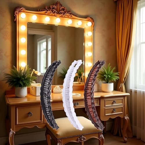 3 Pack Banana Hair Clips Set Vintage Bow Hair Grips for Thick Hair