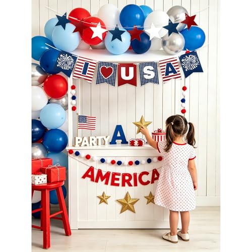 Casoty 4th of July Patriotic Banner Set - USA Flag & Star Garland