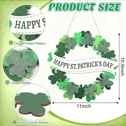 St. Patrick's Day Wooden Door Sign - 11" Shamrock Wreath