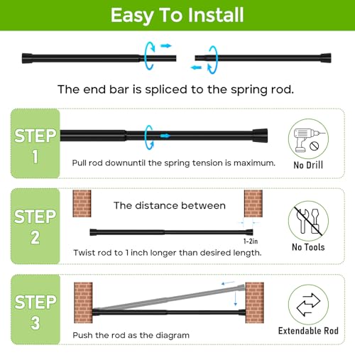 HAOYUNTE 18-41 Inch Adjustable Spring Tension Curtain Rod, Black