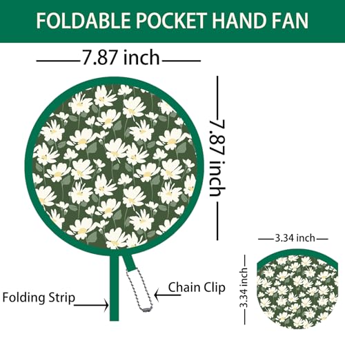Spring Green Floral Folding Fan – Lightweight Handheld Travel Fan