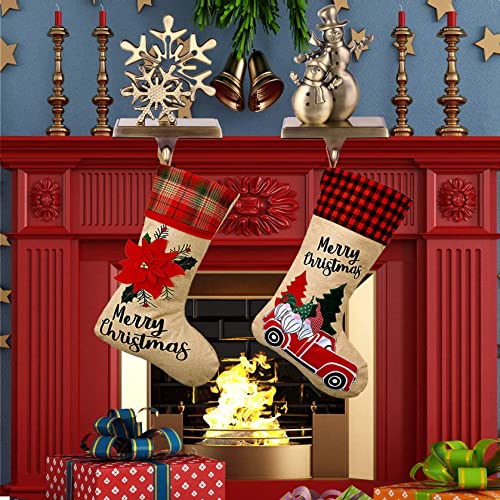 Bronze 4-Pack Christmas Stocking Holders Set - Reindeer Snowflake Snowman Designs