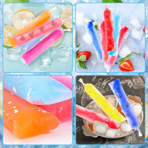 160Pcs Disposable Ice Lolly Bags with Funnel - 2x12 Inches