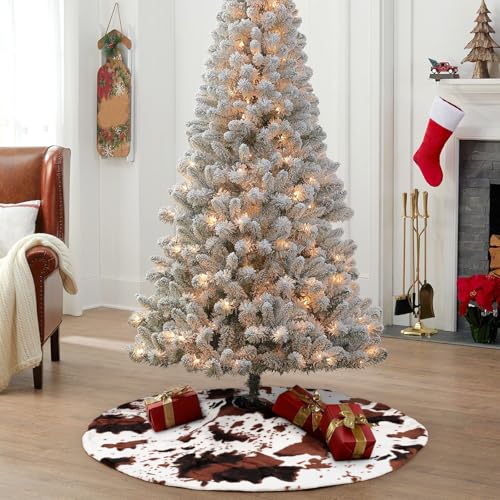 48-Inch Cow Stripe Faux Fur Christmas Tree Skirt - Elegant Decoration