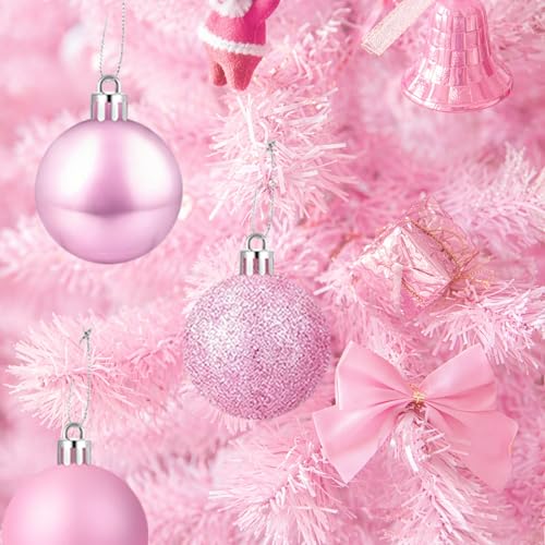 Pink Christmas Ornaments Balls - 24 Count 2.4 Inch Shatterproof Holiday Decor