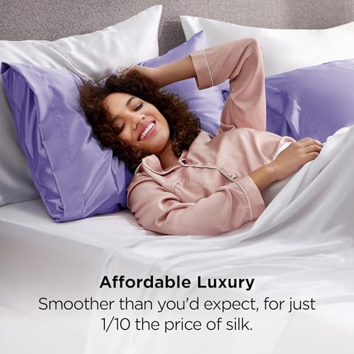 Bedsure Queen Satin Pillowcases Set of 2 - 20" x 30" Lilac
