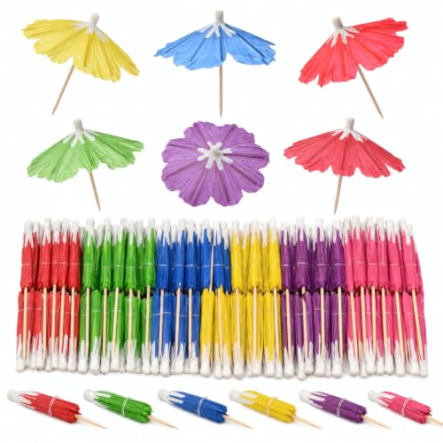 144 Assorted Hibiscus Paper Drink Umbrellas for Cocktails & Desserts