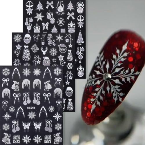Christmas 3D Self-Adhesive Nail Art Stickers Decals 6 Sheets