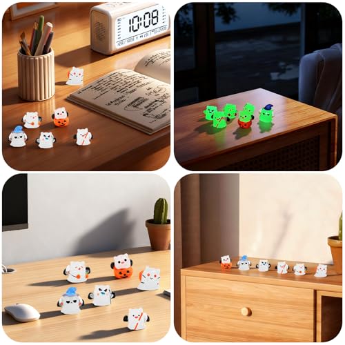 6PCS Glow-in-the-Dark Mini Ghost Figures - Cute Resin Statues