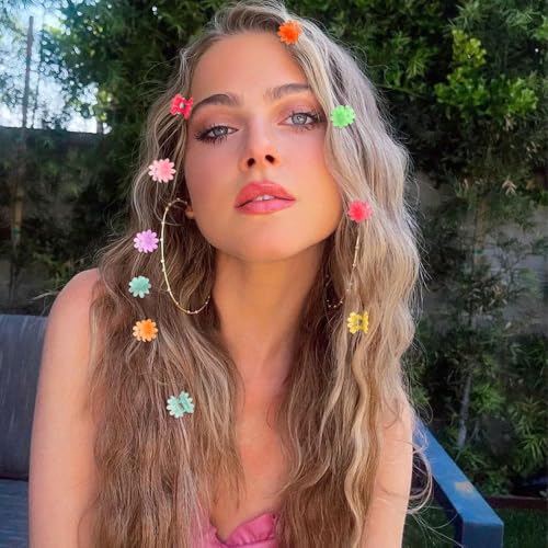 Exacoo 100pcs Mini Flower Hair Claw Clips for Girls and Toddlers