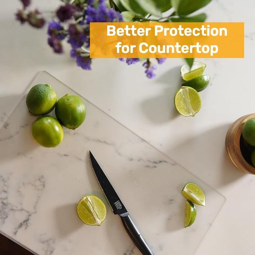 Acrylic cutting board with counter lip, 24 x 18 clear cutting board for countertop, one of the game-changing kitchen essentials, the non-slip cutting boards for kitchen by Moooope (Clear, X-Large)