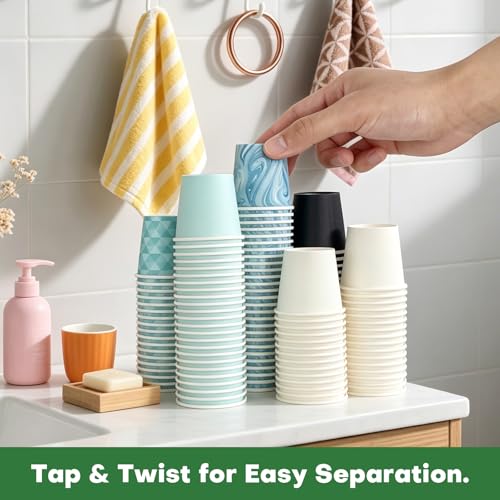 100 Pack Assorted Blue 3 oz Disposable Mouthwash Cups - BPA-Free, Leak-Proof Paper Cups