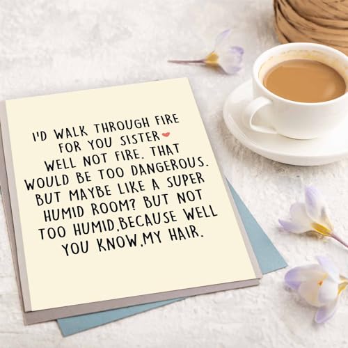 Funny Sister Birthday Card with Envelope - Humorous Gift from Sister