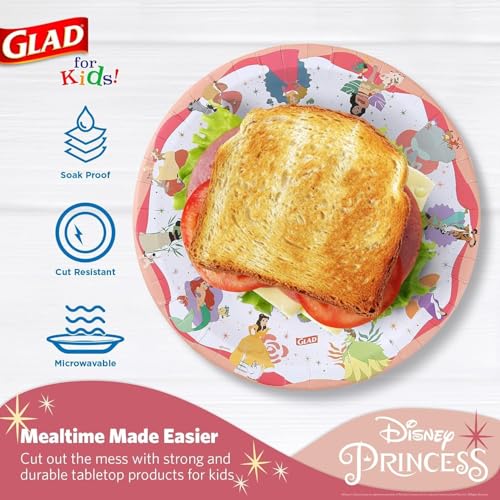 Glad for Kids Disney Princess Disposable Paper Plates, 8.5-Inch, 240 Count Pack