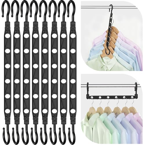 Latoxcaa Space Saving Hangers, 8 Pcs for 48 Clothes - Black