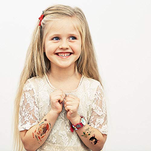PHOGARY 90 Pcs Kids Temporary Tattoos - 34 Sheets Cute Animal Body Art