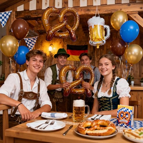 Jumbo Pretzel Bites Foil Balloons - Set of 2 for Oktoberfest & Parties