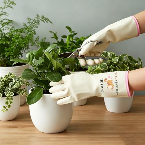 Pink Cat Lover Rubber Cleaning Reusable Gloves - Housewarming Gift