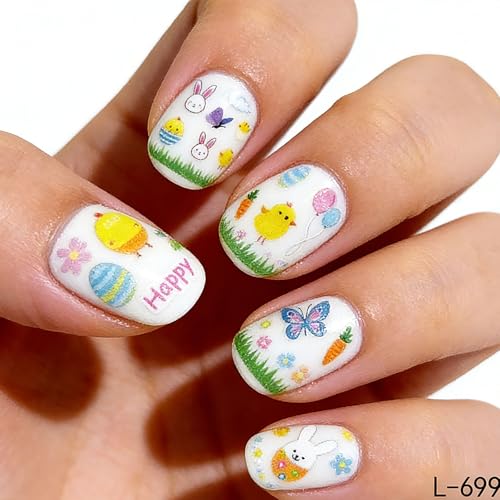 Easter Nail Art Stickers 6 Sheets Self-Adhesive Bunny Decals