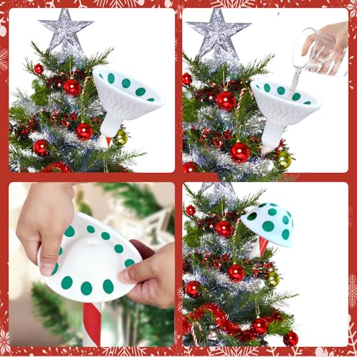 Christmas Tree Watering Funnel - Mushroom Green with Long Hose & Wide Opening