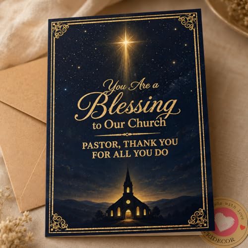Pastor Appreciation Card – Elegant 5x7 Thank You Card with Envelope