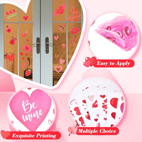 Valentine's Day Window Clings - 218 Piece Love Heart & Kiss Set