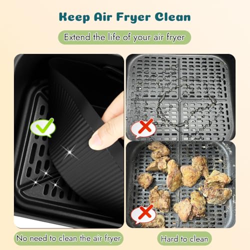 BYKITCHEN 5.5-inch Small Silicone Air Fryer Liners (2-Pack) for 1.5-3 QT