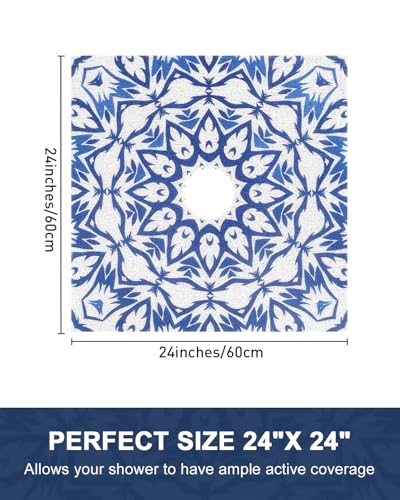 Non-Slip Shower Mat 24x24 Inch - Soft PVC with Drain Holes