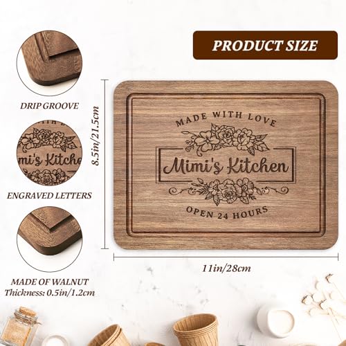 Wood Walnut Cutting Board for Kitchen - Personalized Mimi Gift - 11x8.5 Inch - Gift for Mimi