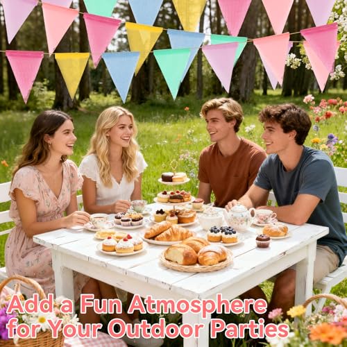 52.5 Ft Colorful Burlap Pennant Banner - 4 Pack Multicolor Triangle Bunting