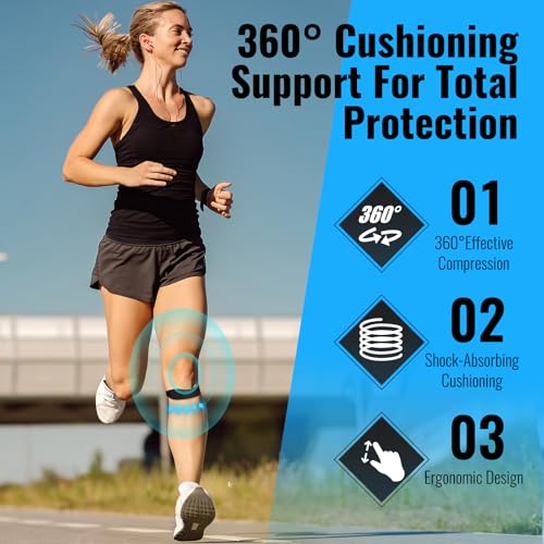 2PCS Patella Band, Patellar Tendon Support Strap for Knee Pain and Tendonitis, Knee Brace for Women & Men, Patella Support Strap for Soccer, Basketball, Running, Tennis, Lightweight Patella Stabilizer for Left & Right Knee - Black