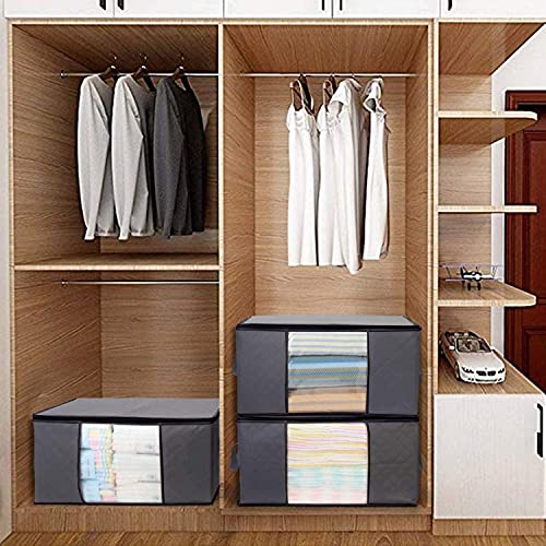 WISELIFE 3 Pack Large Grey Clothes Storage Bags 100L Foldable Organizers for Bedding & Clothing