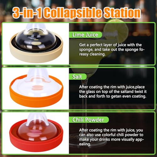 3-Tier Margarita Salt Rimmer Set - Professional Cocktail Glass Rimmer