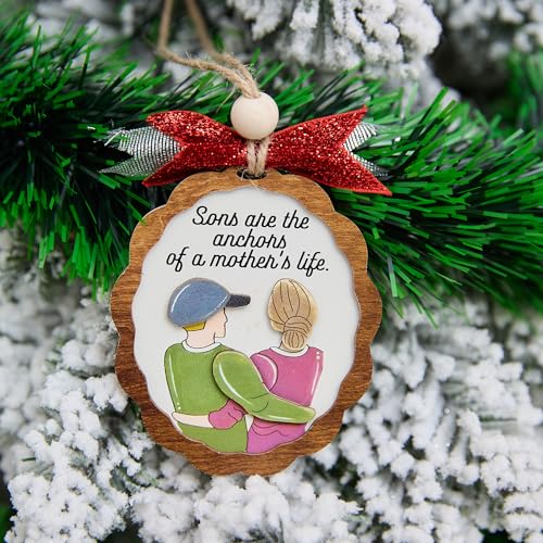 Mother and Son Christmas Ornament 4 Inch Wooden Keepsake Gift for Mom