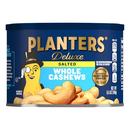 Planters Deluxe Salted Whole Cashews - Plant Based Protein Snack, 8.5 Oz